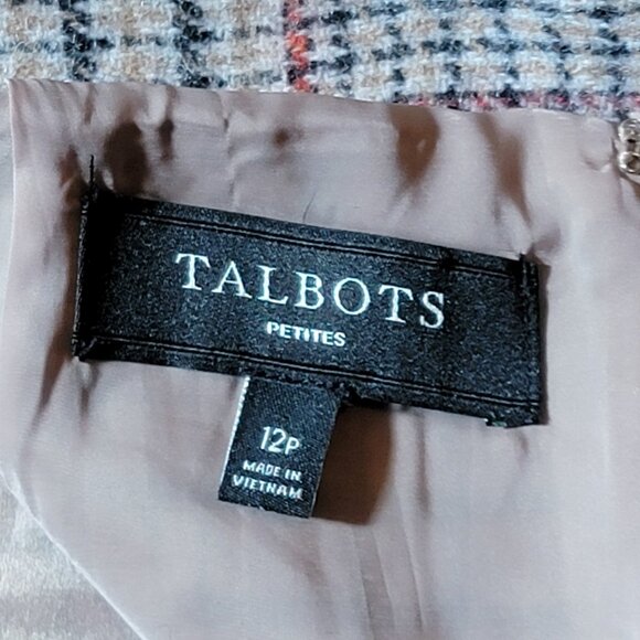 Talbots Tan Black Red Gold Plaid Wool Blend Pencil Skirt - 12P - Picture 5 of 6